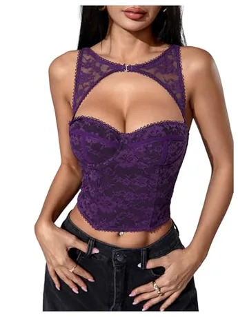 Lace Corset Top, Purple