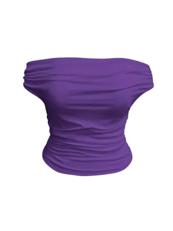 Plus Size Short Sleeve Off Shoulder T-Shirt, Purple