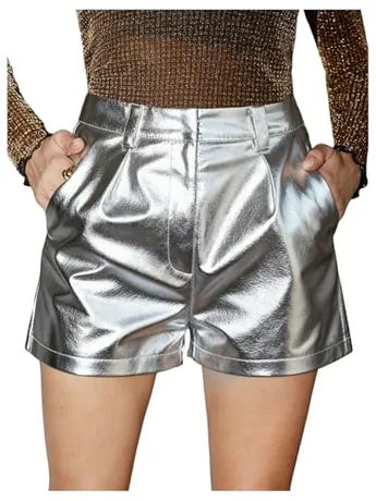 High Waisted Shorts, Silver