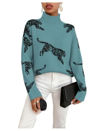 Long Sleeve Leopard Knitwear, Mint