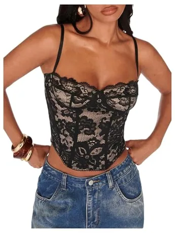Lace Corset Top, Black
