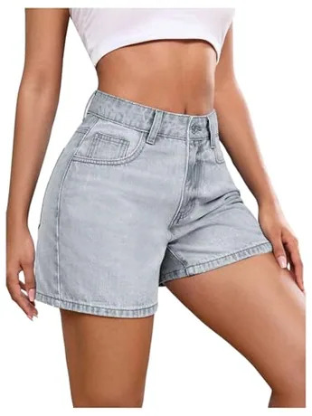 Petite High Waisted Denim Jeans, Grey (XX-Small)