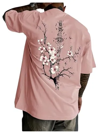Short Sleeve Graphic T-Shirt, Pink (X-Large)