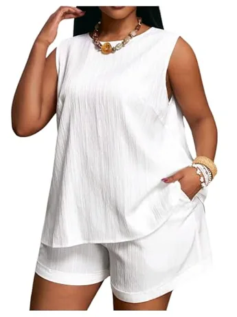 Plus Size Outfit Set, White