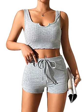 Petite Ribbed Outfit Set, Grey (X-Small)