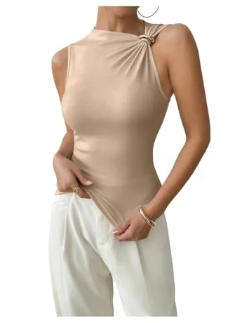 Sleeveless Tank Top, Khaki