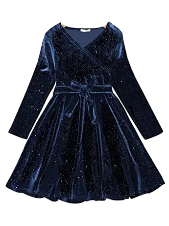 Midi Velvet Dress, Navy