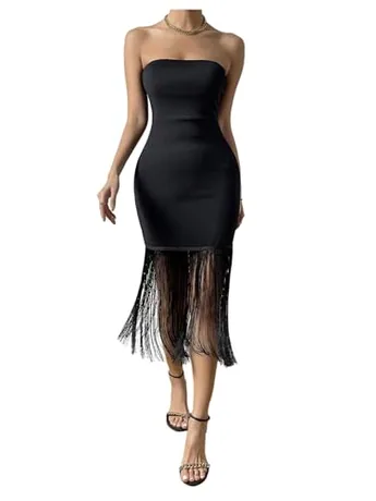 Midi Bodycon Dress, Black (Small)