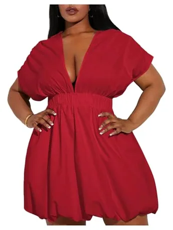Plus Size Mini Dress, Red (XX-Large Plus)