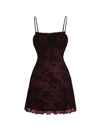 Mini Mesh Dress, Burgundy (XX-Large)