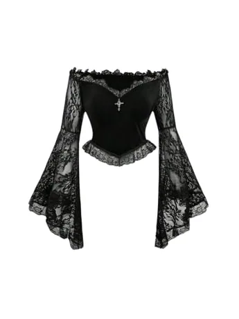 Lace Crop Top, Black