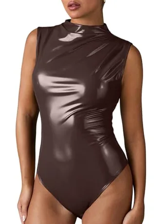 Sleeveless Ruched Bodysuit, Coffee