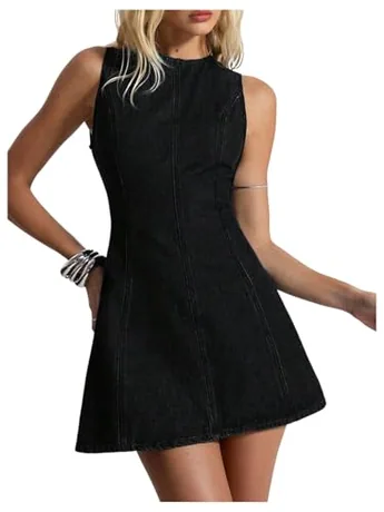 Mini Denim Dress, Black