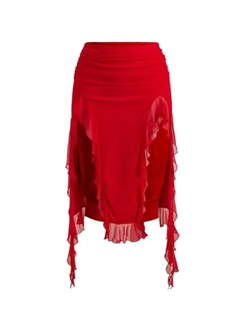 Mesh Skirt, Red