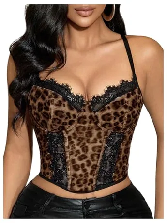 Lace Corset Top, Brown