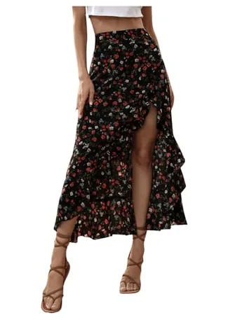 Maxi Floral Skirt, Multicolour