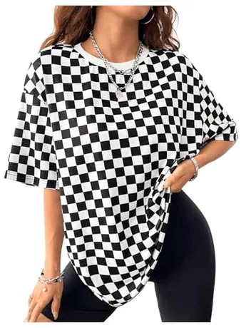 Plus Size Plaid T-Shirt, Black