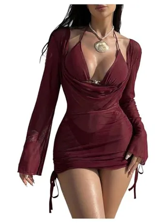 Long Sleeve Swimsuit, Burgundy